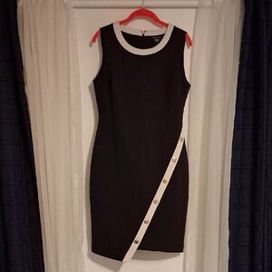 Tommy Hilfiger Black and White Buttoned Mini Dress